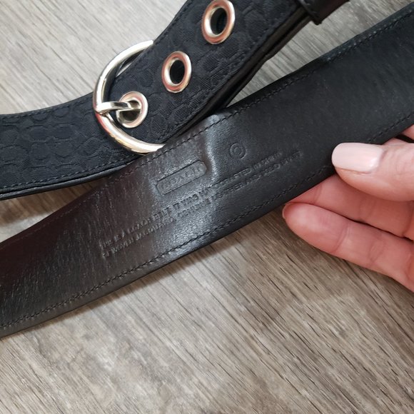 Coach Monogram Canvas and Leather Belt Black Sz Medium - Picture 4 of 6